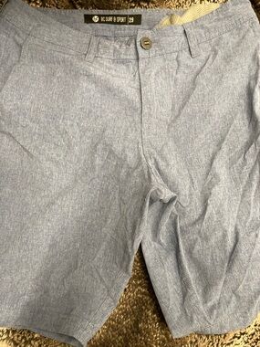 Men's Chambray Flat Front Shorts in Light Blue